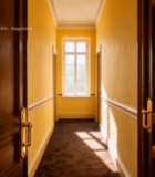  室内黄色走廊木质门场景(1)3116#竖屏 	 