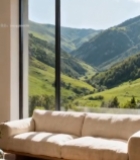  室内客厅窗外山景素材6138#竖屏 	 