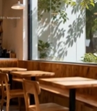  室内木质桌椅咖啡馆场景6142#竖屏 	 