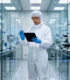  实验室科研人员使用平板电脑2470#竖屏 	 