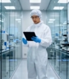  实验室科研人员使用平板电脑2470#竖屏 	 