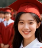  身着学士服的毕业生微笑特写3996#竖屏 	 