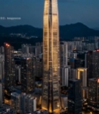  深圳摩天大楼夜景鸟瞰6559#竖屏 	 