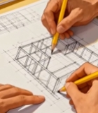  设计师手绘建筑草图1508#竖屏 	 