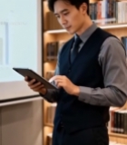  商务人士室内使用平板电脑(1)709#竖屏 	 