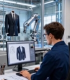  设计师操作电脑设计西装4552#竖屏 	 