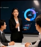  商务人士会议中展示数据2224#竖屏 	 