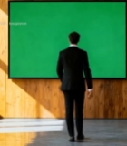  商务人士站立绿幕前素材3974#竖屏 	 