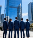  商务人士站在摩天大楼前5341#竖屏 	 