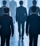  商务人士集体向前行走3039#竖屏 	 