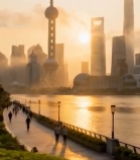  上海陆家嘴日出城市景观2096#竖屏 	 