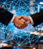  商务人士握手网络科技背景3736#竖屏 	 