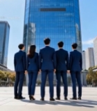  商务人士站立高楼前5092#竖屏 	 