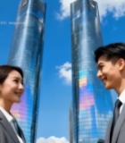  商务人士户外握手场景6463#竖屏 	 