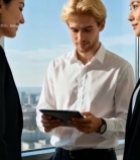  商务人士办公室内交流讨论5914#竖屏 	 