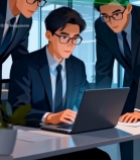  商务人士办公场景电脑操作6497#竖屏 	 