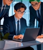  商务人士办公场景电脑操作6497#竖屏 	 