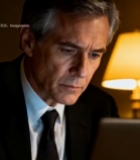  商务男士专注使用笔记本电脑5095#竖屏 	 