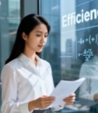  商务女性手持文件办公场景144#竖屏 	 