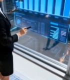  商务女性展示虚拟数据图表4276#竖屏 	 