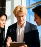  商务人士办公室讨论工作6846#竖屏 	 