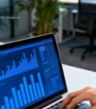  商务人士办公操作笔记本电脑2623#竖屏 	 