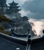  山水间的古风楼阁景观1343#竖屏 	 