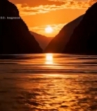  山水间日落美景6443#竖屏 	 