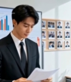  商务男士办公室阅读文件(1)3544#竖屏 	 