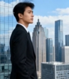  商务男士于高楼间眺望场景6086#竖屏 	 