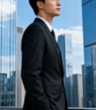  商务男士于高楼前眺望7022#竖屏 	 