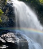  山间瀑布与彩虹自然景观2250#竖屏 	 