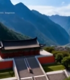  山间古建筑群全景7811#竖屏 	 