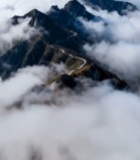  山间公路云海航拍景象170#竖屏 	 