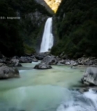  山间瀑布河流自然风光3403#竖屏 	 