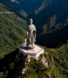  山间观音佛像航拍全景6041#竖屏 	 