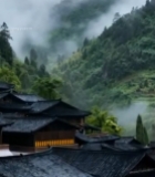  山间古村落风景143#竖屏 	 