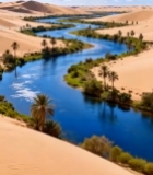  沙漠中蜿蜒河流自然风光3185#竖屏 	 