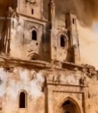  沙漠中古建筑遭沙尘暴侵袭7290#竖屏 	 