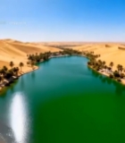  沙漠中的绿洲景观2112#竖屏 	 