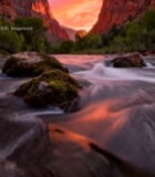  山谷河流日落自然风光2006#竖屏 	 