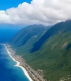  山海相依的海滨城市景观6424#竖屏 	 