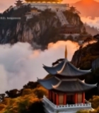  山顶金色大佛日落全景2044#竖屏 	 