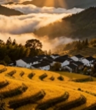  山村梯田日出自然风光(1)6175#竖屏 	 