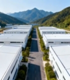  山边厂房航拍全景5028#竖屏 	 