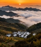  山村日出自然风光素材370#竖屏 	 