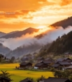  山村日出自然风光(1)2408#竖屏 	 