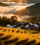  山村梯田日出自然风光(1)6175#竖屏 	 