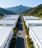  山边厂房航拍全景5028#竖屏 	 