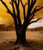  沙漠中枯树立于干裂土地1814#竖屏 	 